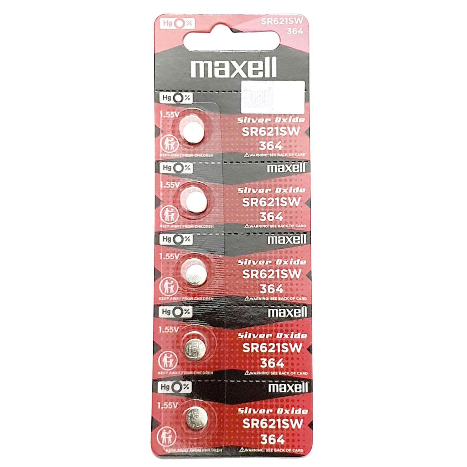 Vỉ 5 Viên Pin đồng hồ Maxell SR621SW 364 1.55V