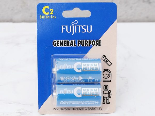 Pin trung Fujitsu carbon zinC R14(2B) vỉ 2 viên chính hãng