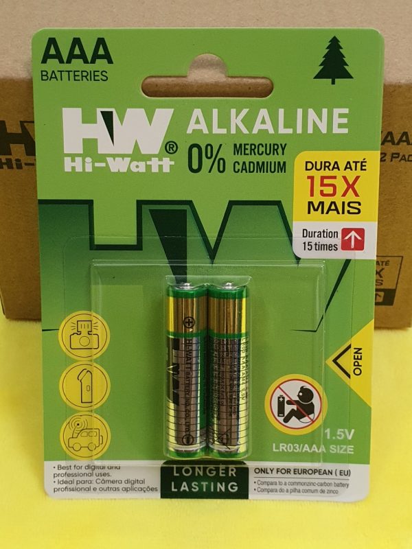 Pin AAA Hi-Watt Alkaline LR03 1.5V vỉ 2 viên chính hãng