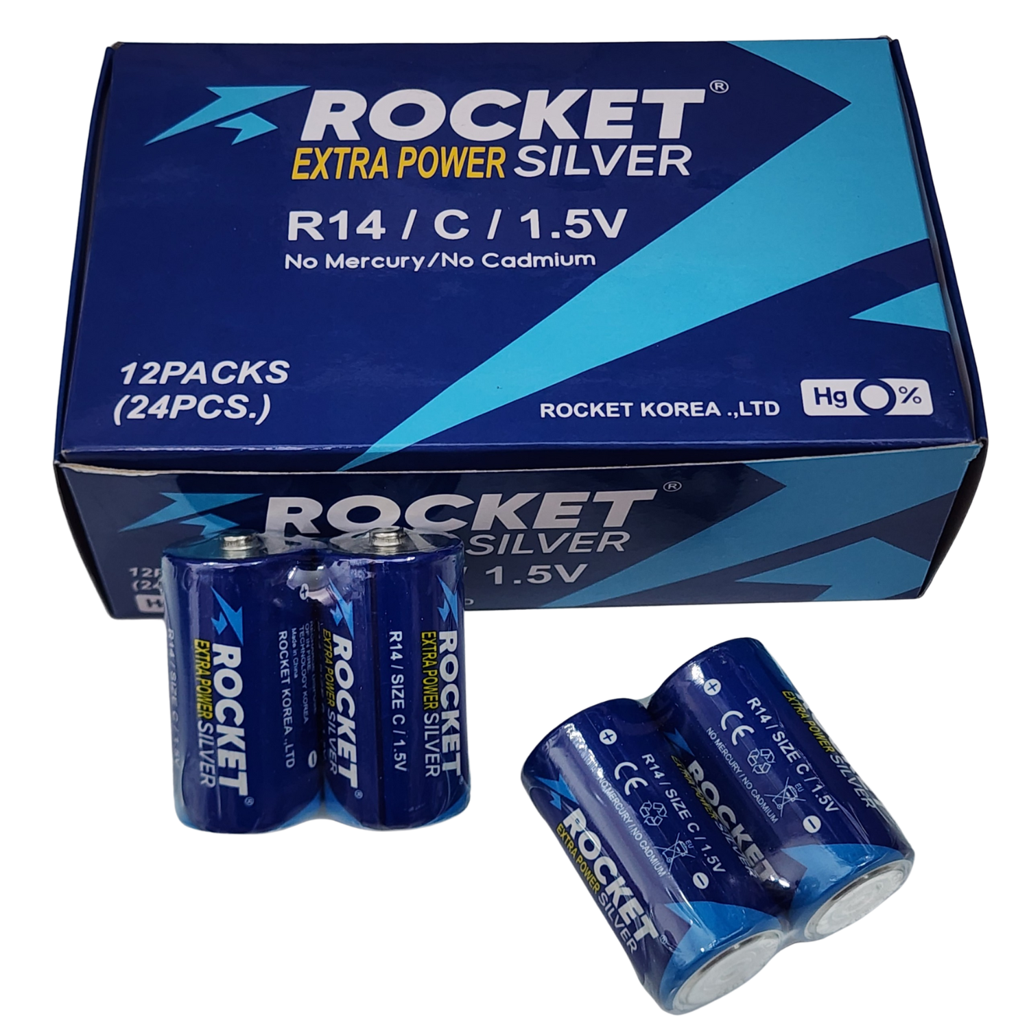 Hộp 24 Viên Pin Trung C Rocket Silver R14 1.5V Hộp 24 Viên Pin Trung C Rocket Silver R14 1.5V