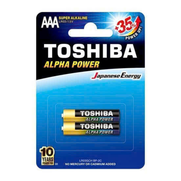 Vỉ 2 Viên Pin AAA Toshiba Alkaline LR03GCH BP-2PV 1.5V